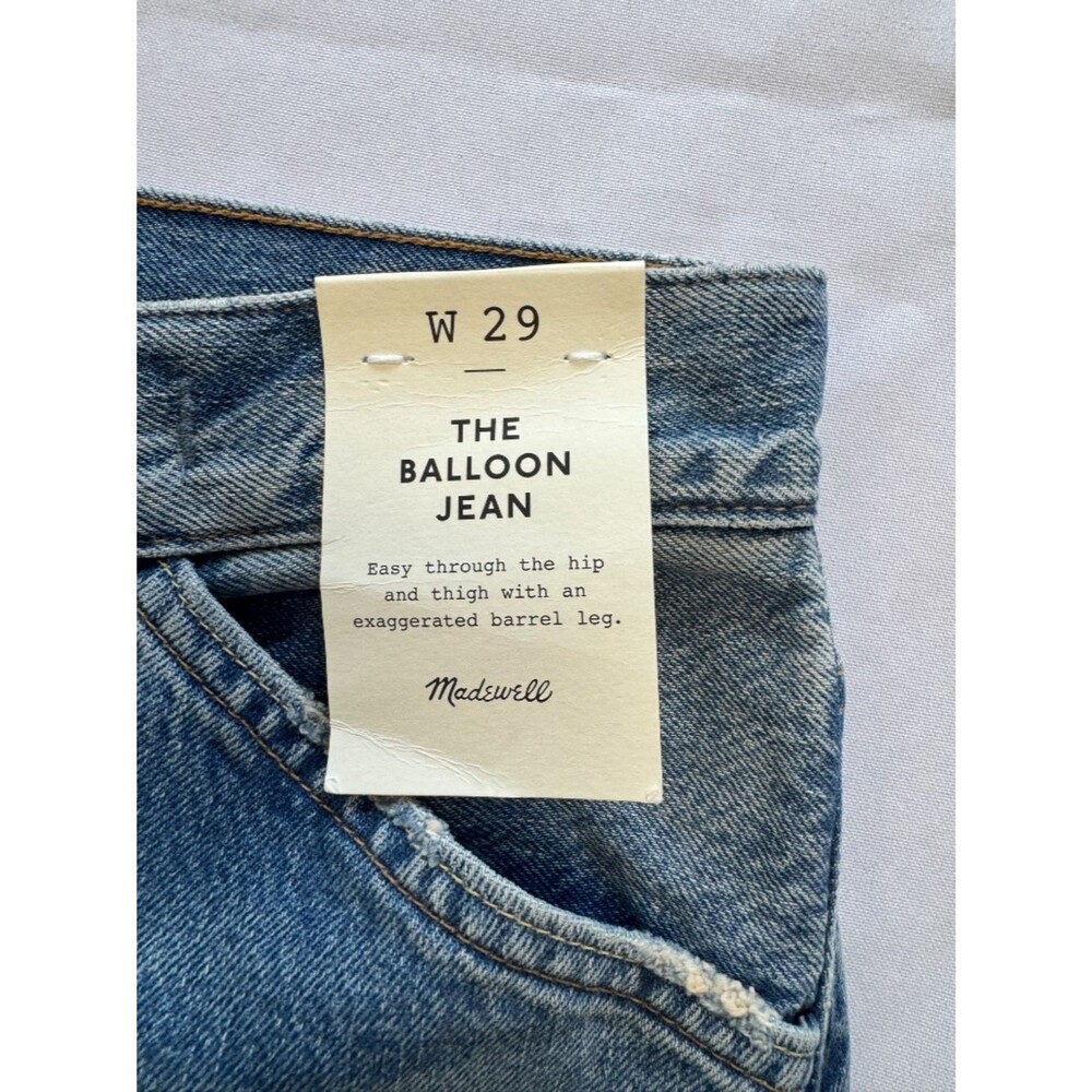 Madewell The Balloon Jean Medium Wash Dobins Distressed Size 29 - Picture 9 of 13